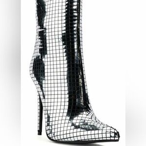 Azalea Wang Montrose Silver Mirror Stiletto Booties Size 9